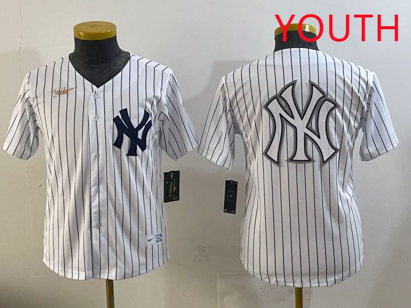Youth 2025 New York Yankees Blank White Stripe Throwback Nike MLB Jersey style 15